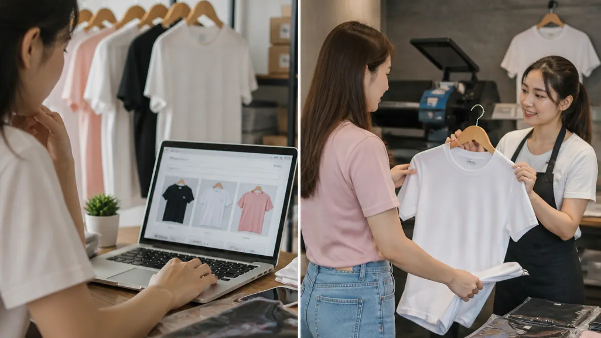 ร้านสกรีนเสื้อ — ร้านสกรีนเสื้อออนไลน์ VS หน้าร้าน เลือกแบบไหนให้ตอบโจทย์ที่สุด